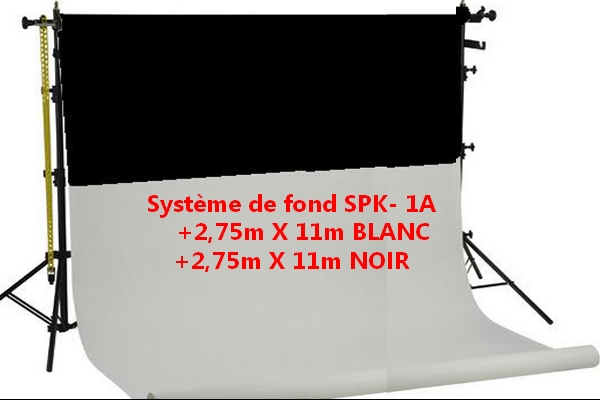 Système de fond SPK- 1A + Rouleau  Blanc 2m75 + Rouleau noir 2m75